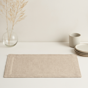 Neutral Hemstitched Linen Placemat for Dining Table