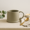 Handmade Ceramic Coffee Mug in Soft Gray with Modern Minimalist Design