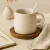 Large Handmade Ceramic Mug with White Textured Glaze