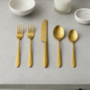 Modern Gold Flatware Set with Brushed Finish and Five Piece Design