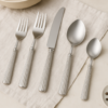 Textured Stainless Steel Flatware Set with Classic Five Piece Design