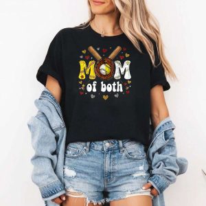 Mom of Both Game Day Baseball Softball Mother s Day 2026 T Shirt jxljct