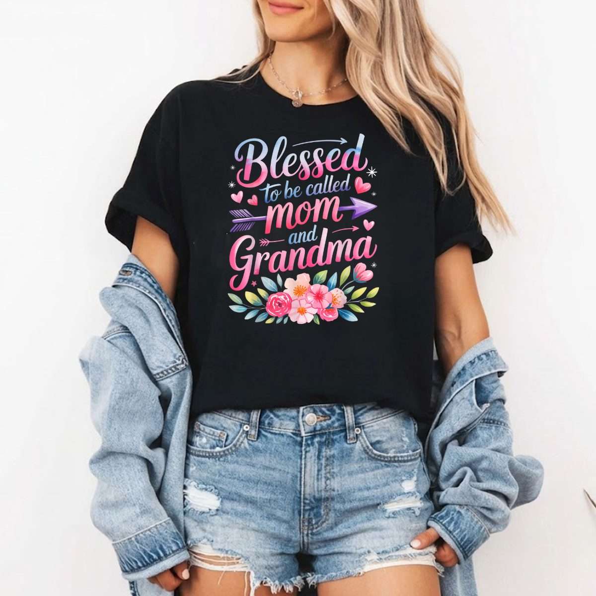 Mother's Day Blessed to Be Called Mom and Grandma Flowers T-Shirt